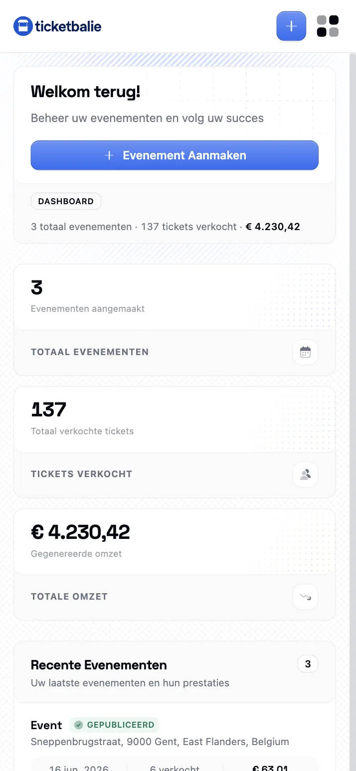 TicketBalie Dashboard Preview